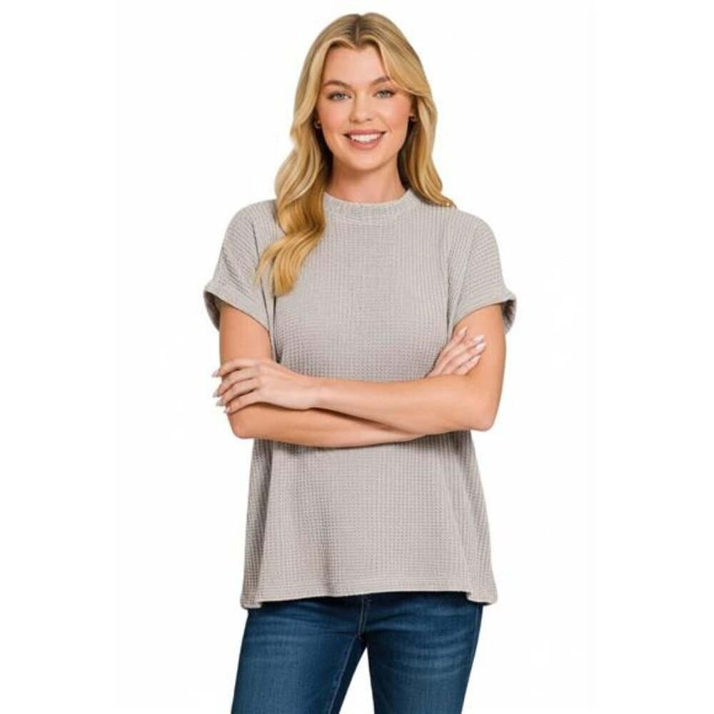 Zenana Chenille Waffle Cap Sleeve Sweater